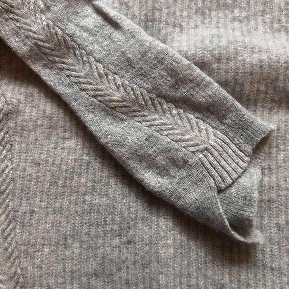 Grey Cashmere Sweater with Herringbone sleeve detail, Small - Picture 1 of 6